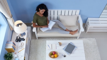 woman reading book