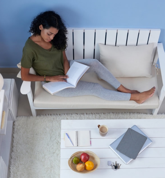 woman reading book