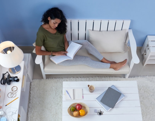 woman reading book